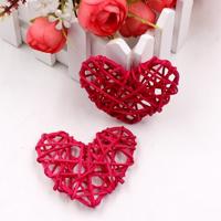5 stuks 6cm kunstmatige stro bal DIY decoratie rotan hart Christmas decor Home ornament (Rose rood)