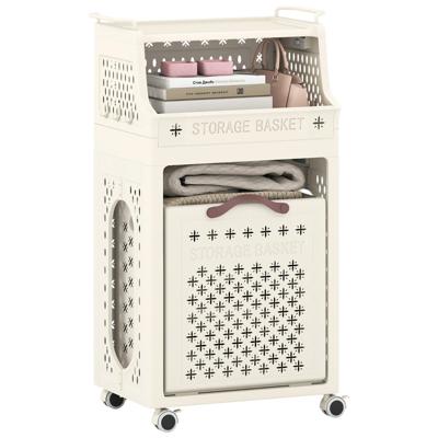 Wielige Wasmand Opvouwbare Plastic Wasmand Met Meerdere Lagen En Bovenste Plank Opbergbak En Haken