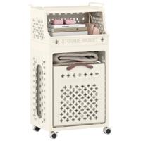 Wielige Wasmand Opvouwbare Plastic Wasmand Met Meerdere Lagen En Bovenste Plank Opbergbak En Haken