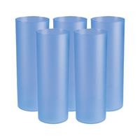 Longdrink glas - 12x - blauw - kunststof - 330 ml - herbruikbaar