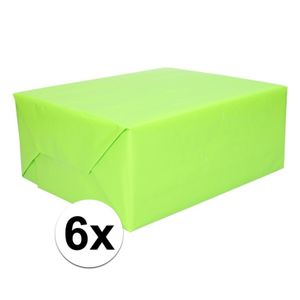 6 Rollen kadopapier lime groen 200 x 70 cm op rol   -