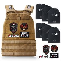 ZEUZ® Crossfit & Fitness Gewichtsvest 16,5 KG – Tactical Vest & Trainingsvest - Verstelbaar in Gewichten - Beige - thumbnail