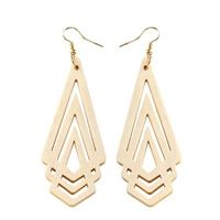 3 stuks natuurlijke houten oorbellen Geometic Hollow driehoek persoonlijkheid eenvoudige mode-sieraden voor vrouw metaal kleur: wit