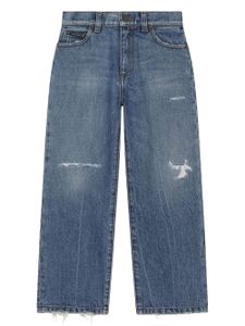 Dolce & Gabbana Kids jean ample à plaque logo - Bleu