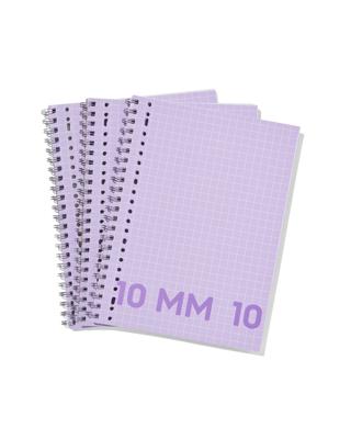 HEMA Collegeblokken Lila A4 Geruit 10mm - 3 Stuks