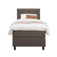 Leen Bakker - Boxspring Liv Geruit - Donker - 90x200 Cm - Ronde Poot - Stof - Bruin