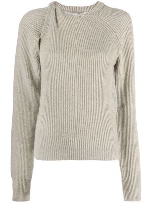 Stella McCartney pull en maille nervurée à détail torsadé - Gris