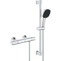 Doucheset met thermostatische mengkraan, 3-straals douchekop, 60cm staaf en flexibele slang - GROHE 34237003 - Waterbesparend - Chroom