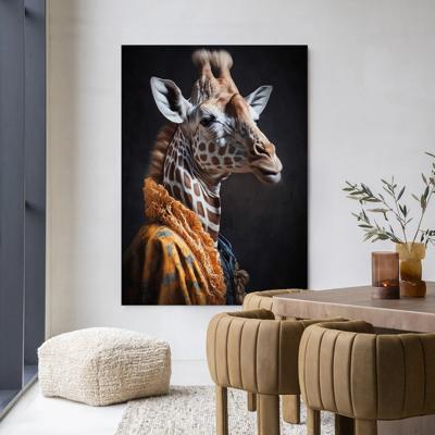 Urban Cotton Wandkleed 'Giraffe' 80 x 110cm in Frame - black