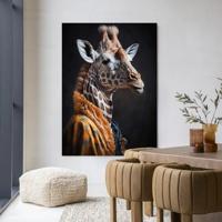 Urban Cotton Wandkleed 'Giraffe' 80 x 110cm in Frame - black