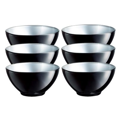 Doosje met 6x stuks flashy keuken schaaltjes 50 CL zwart/zilver