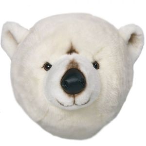 Pluche ijsbeer dierenhoofd knuffel 30 cm muurdecoratie   -