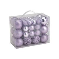 50x stuks kunststof kerstballen lila paars 3, 4 en 6 cm - Kerstbal - thumbnail
