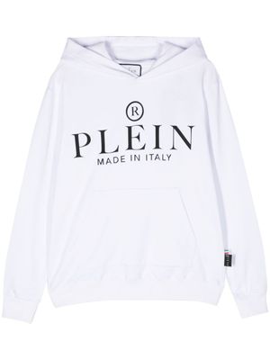 Philipp Plein hoodie en coton à logo appliqué - Blanc