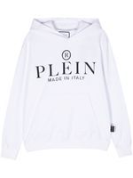 Philipp Plein hoodie en coton à logo appliqué - Blanc