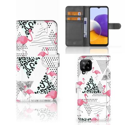 Samsung Galaxy A22 4G | M22 | Telefoonhoesje | Met pasjeshouder | Flamingo Triangle