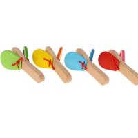 4 PC'S creatieve houten castagnetten klepel kinderen vroege onderwijs muziek speelgoed willekeurige kleur