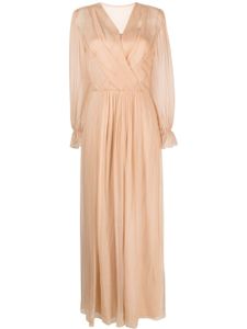 Alberta Ferretti robe longue à détails plissés - Rose