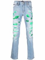 Philipp Plein jean slim à motif baroque - Bleu - thumbnail