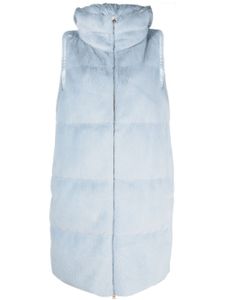 Herno zip-up faux-fur hooded gilet - Bleu