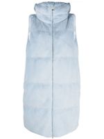 Herno zip-up faux-fur hooded gilet - Bleu - thumbnail