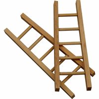 Houten mini laddertjes - 10 cm - set 6x stuks - hobby/knutselen materialen