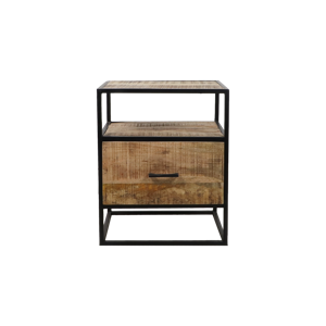 Nachtkastje 1 lade - 45x35x55 - Bruin/zwart - Mango