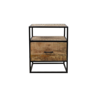 Nachtkastje 1 lade - 45x35x55 - Bruin/zwart - Mango