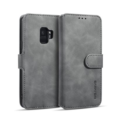 Dg. MING retro olie kant horizontale flip case met houder & kaartsleuven & portemonnee voor Galaxy S9 (grijs)