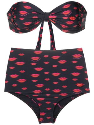 Amir Slama bikini imprimé à taille haute - Noir