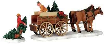 Lemax christmas tree wagon s/2 kerstdorp tafereel Caddington Village 2004