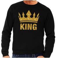 Zwarte King gouden glitter kroon trui heren 2XL  -