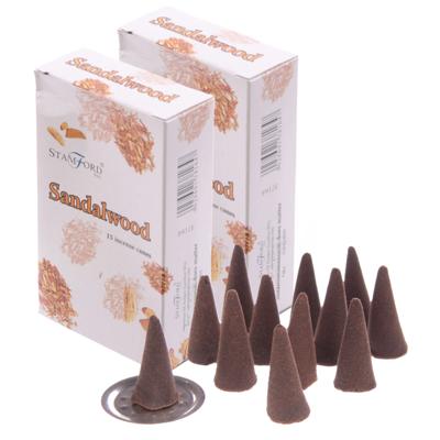 Wierook kegeltjes - geur sandelhout - cones - 30x stuks