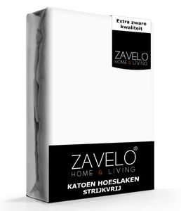 Zavelo Hoeslaken Katoen Strijkvrij Wit-Lits-jumeaux (160x200 cm)