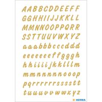 Stickervellen 220x alfabet plak letters A-Z goud/transparant 8 mm   - - thumbnail