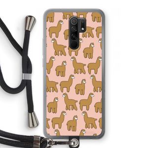 Alpacas: Xiaomi Redmi 9 Transparant Hoesje met koord