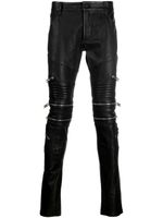 Philipp Plein pantalon en cuir à détails zippés - Noir - thumbnail