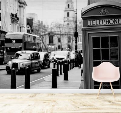 Zwart-wit London city fotobehang