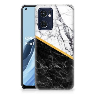 OPPO Reno 7 5G | Find X5 Lite | TPU | Siliconen hoesje | Marmer Wit Zwart - Origineel Cadeau Man