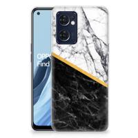 OPPO Reno 7 5G | Find X5 Lite | TPU | Siliconen hoesje | Marmer Wit Zwart - Origineel Cadeau Man