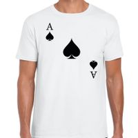 Casino thema verkleed t-shirt heren - schoppen aas - wit - poker t-shirt - thumbnail