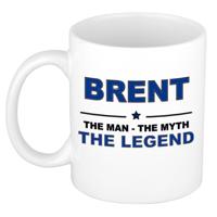 Brent cadeau mok - man myth legend - naam koffiemok / beker - wit en blauw - 300 ml