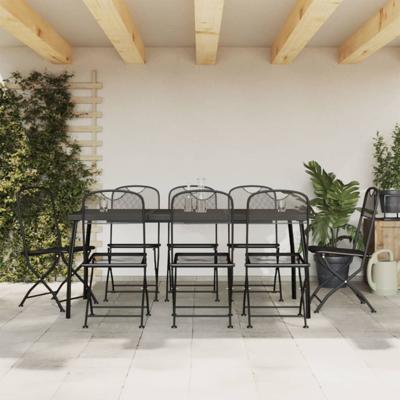9-delige Tuinset metaalgaas antracietkleurig