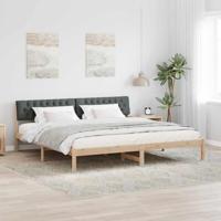 Bedframe Bruin en donkergrijs 200 x 200 cm Massief grenenhout