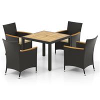 5 TLG. Rotan Tuinset Zitgroep voor 4 Personen Tuintafel met Tafelblad & 4 Stoelen