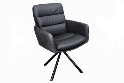 Draaistoel GEORGE 360° met armleuningen echt leer en microvezel antraciet - 43636