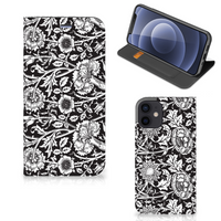 iPhone 12 Mini Smart Cover Black Flowers - thumbnail