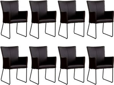 Set van 8 Donkerbruine leren industriële eetkamerstoelen Mate - Rancho Leer Moro (donkerbruin leer)