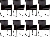 Set van 8 Donkerbruine leren industriële eetkamerstoelen Mate - Rancho Leer Moro (donkerbruin leer)