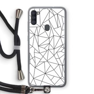 Geometrische lijnen zwart: Samsung Galaxy A11 Transparant Hoesje met koord